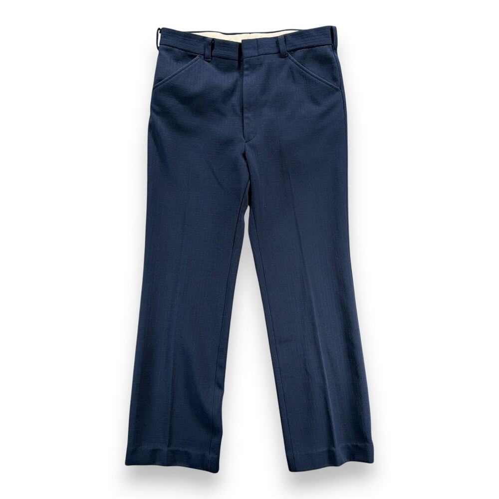 Vintage Pants Mens 32x30 Blue YKK Zipper Talon Hardware Textured Leisure 70s